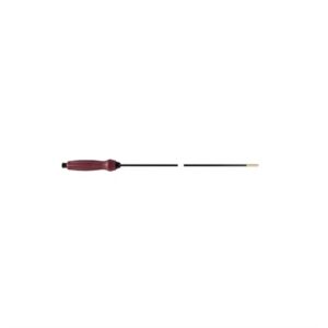 Long precision screwdriver with red handle.