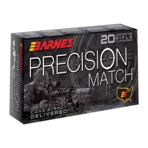 Barnes Precision Match rifle cartridges box, 20 count.