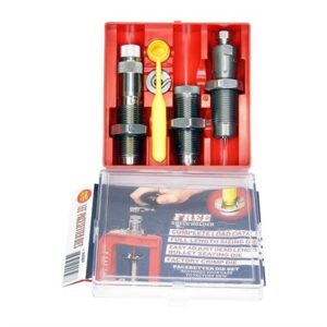 Reloading die set in red plastic case.