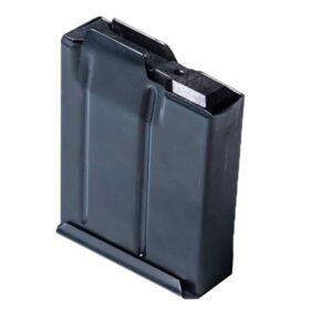 Black metal magazine for bolt-action rifle.