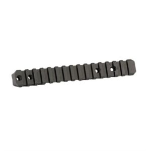 Black tactical accessory rail mount with slots and holes.