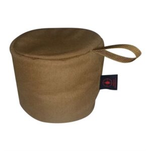 Brown fabric shooting support bag with loop handle.
