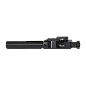 Black rifle bolt carrier group on white background.