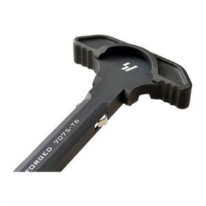 Black forged charging handle for firearms.
