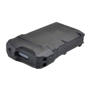 Black polymer PMAG D-50 magazine on white background