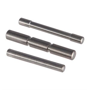 Three stainless steel pins of varying sizes