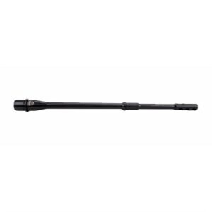 Black rifle barrel with flash hider attached.