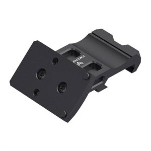 Tactical rifle rail mount, black, angled view