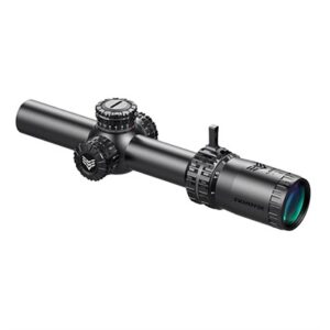 Black rifle scope with adjustment knobs