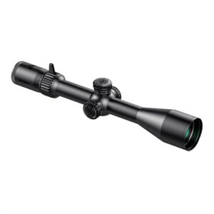 Black rifle scope with adjustable zoom and focus
