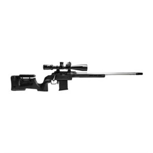 Precision rifle with scope and long barrel