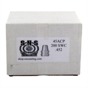 45ACP 200 SWC bullet box, SNS Cast Bullets.