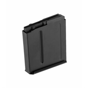 Black metal gun magazine standing upright