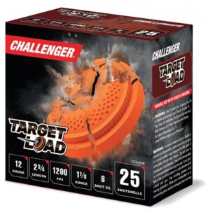 Challenger Target Load shotshell box, 25 count.
