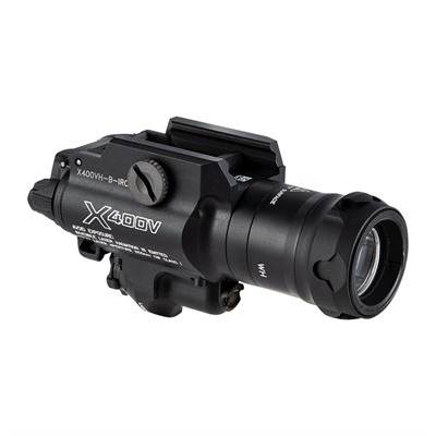 Tactical flashlight with laser sight attachment.
