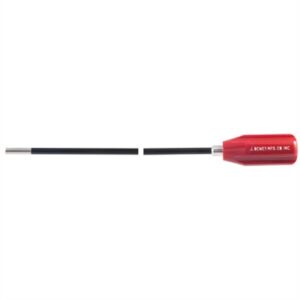 Red-handled metal gun cleaning rod