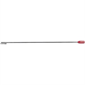 Long metal tool with red handle for vehicles.