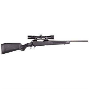 Black hunting rifle with scope attachment