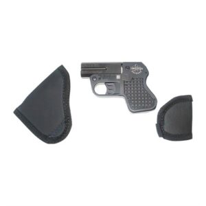 Compact handgun with two black holsters