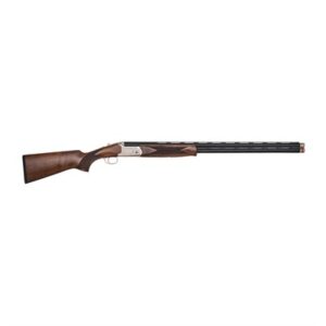 Side view of double-barrel shotgun.