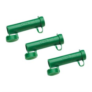 Three green plastic shotgun snap caps