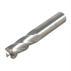Metal end mill cutting tool close-up