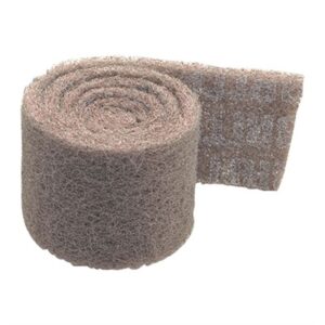 Rolled brown medical bandage on white background