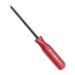 Red handle small screwdriver with black shaft.