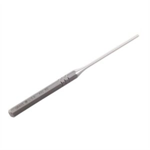 Precision metal tool with a long slender tip.