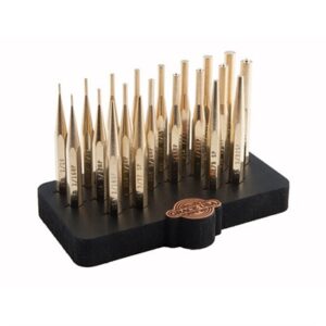 Brass punch set with stand for gunsmithing.