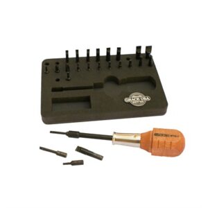 Precision screwdriver set with multiple bits shown.