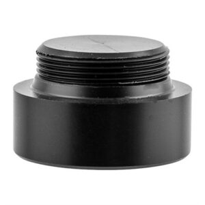 Black threaded metal cap for machinery.