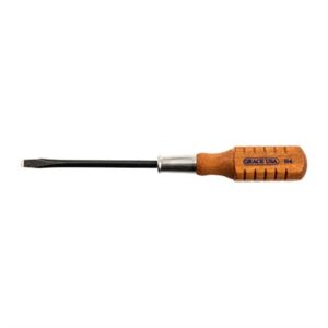Wooden handle flathead screwdriver with black shaft
