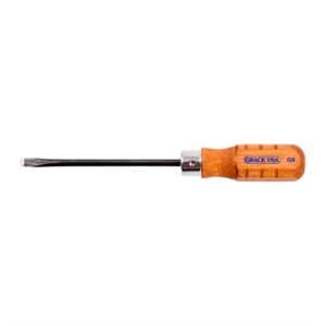 Flathead screwdriver with wooden handle