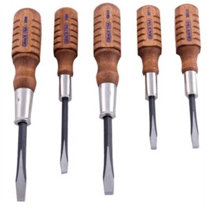 Set of five wooden-handled screwdrivers