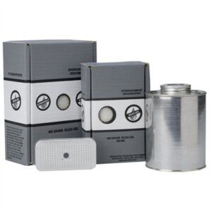 Silica gel containers and desiccant canister for moisture control.
