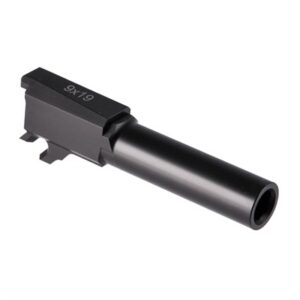 Black firearm barrel marked 9x19