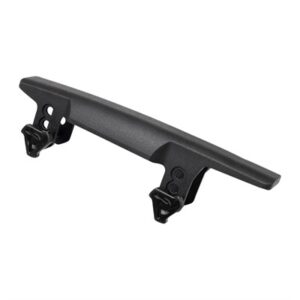 Black firearm scope mount on white background