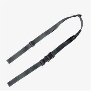 Black adjustable tactical rifle sling with buckles