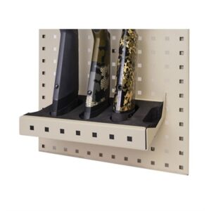 Firearm display on pegboard rack