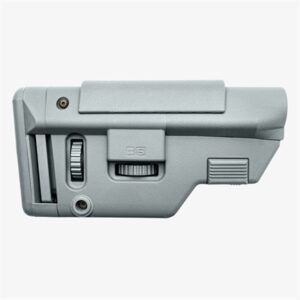 Gray adjustable rifle stock with textured grip