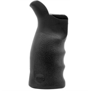 Black ergonomic rifle grip with textured surface.