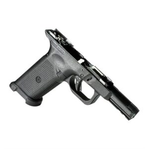 Polymer pistol frame on white background.