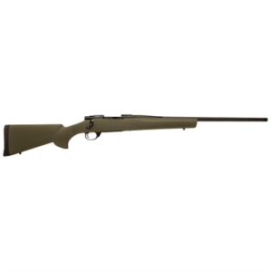 Bolt-action rifle with olive green stock