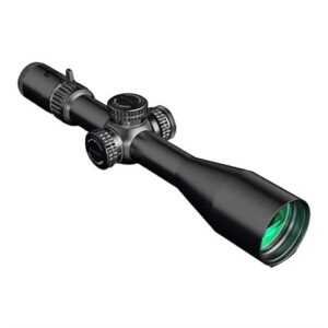 Rifle scope with adjustable optics and green lens