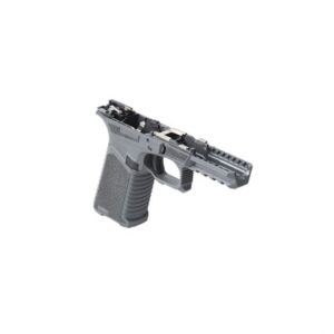 Gray handgun frame with textured grip