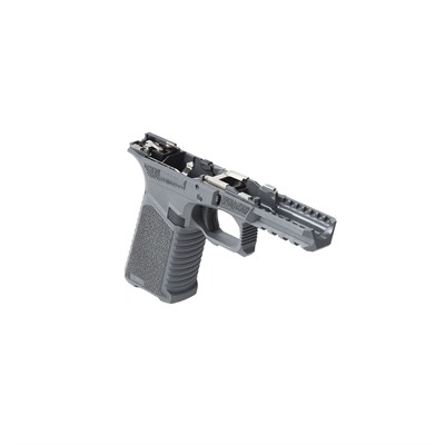 Gray handgun frame with textured grip