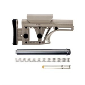 Rifle stock and components on white background