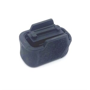 Black firearm magazine floor plate accessory