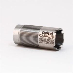 Silver choke tube with engraved text